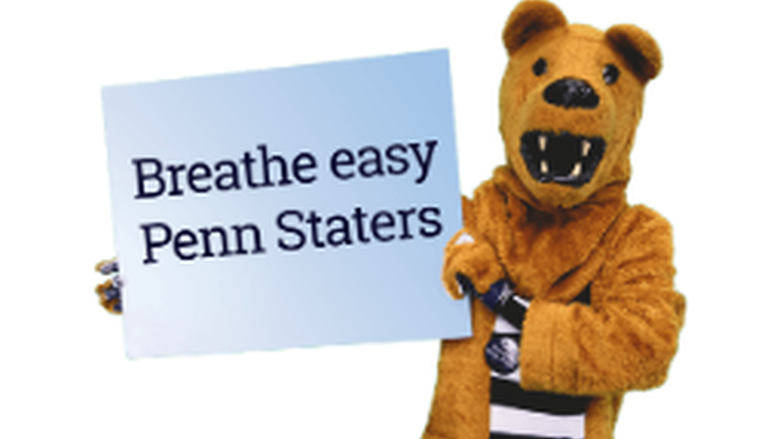The Nittany Lion mascot tells Penn Staters to breathe easy