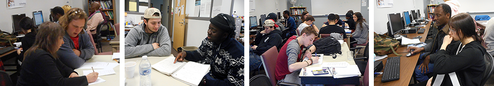 Students and tutors working together in the Learning Center