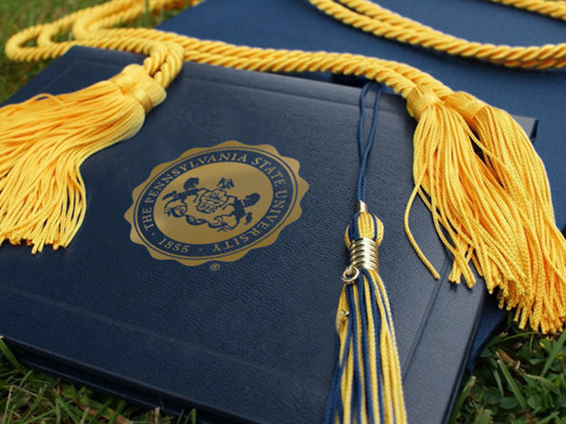 Penn State Wilkes-Barre commencement diploma and tassel