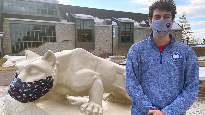 Student Government Association President Larry Corridoni stands in front of the Nittany lion shrine at Penn State Wilkes-Barre. Student Government Association President Larry Corridoni stands in front of the Nittany lion shrine at Penn State Wilkes-Barre.