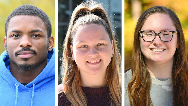 Headshots of three transfer students