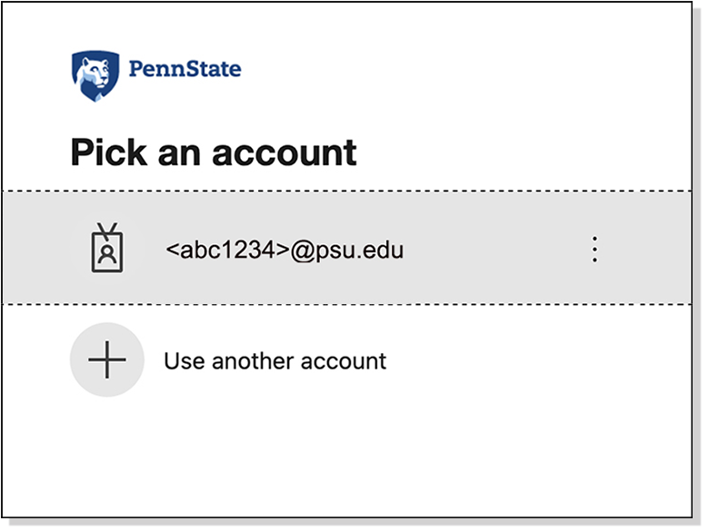 Penn State computer login dialog box