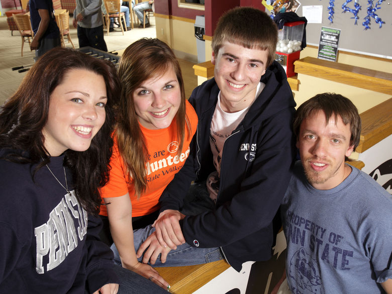 Students in a group in the Student Commons