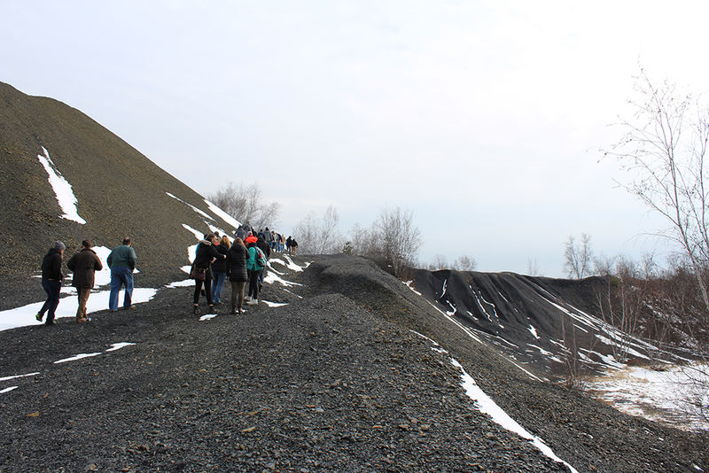 students taking a tour of a quarry