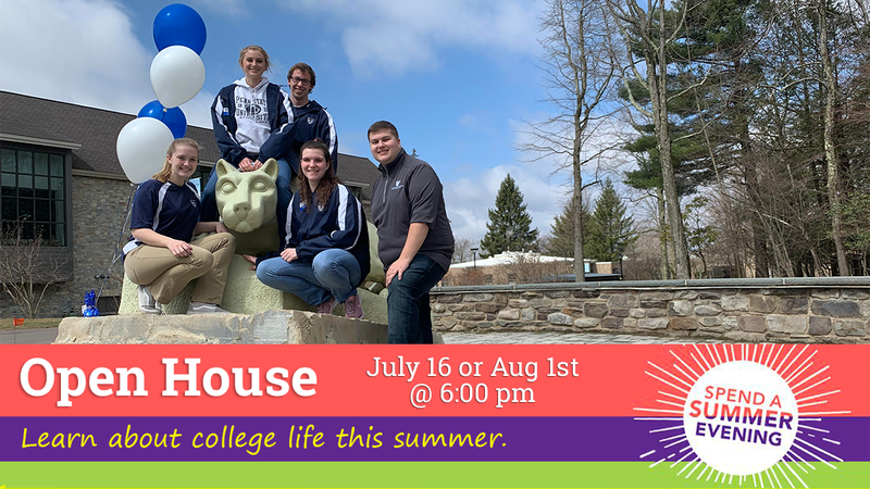 Student Lion Ambassadors gathered around the Nittany Lion statue on campus