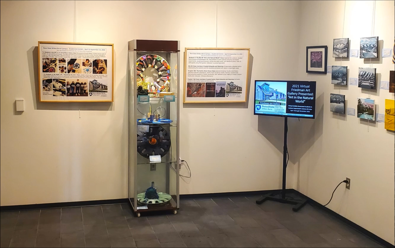 Art on display in the Friedman Art Gallery during the 2022 Student Art Exhibit