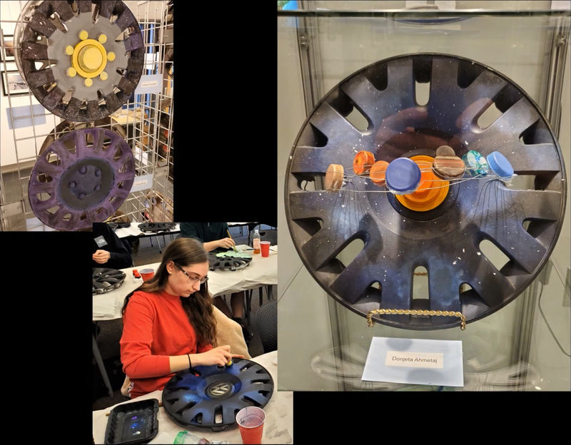 recycled hubcap art: the solar system from ARTH 112 class