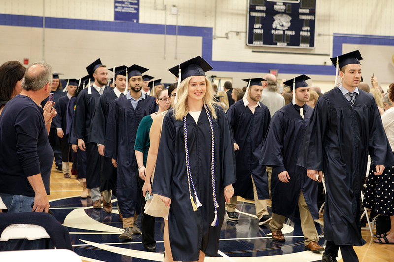 Penn State Wilkes-Barre students processing in their academic robes