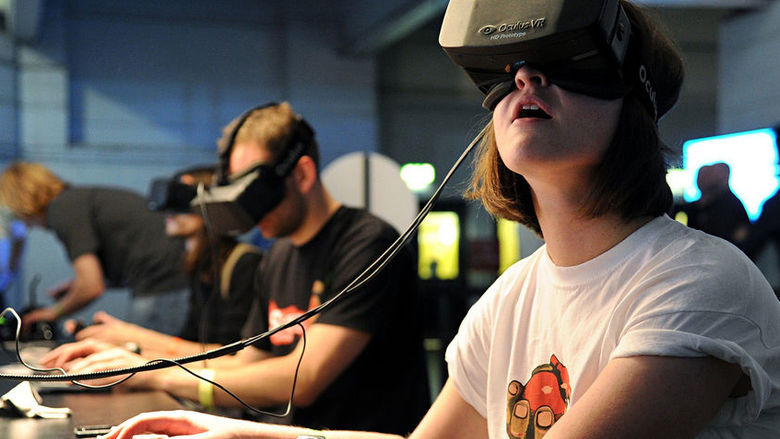 Oculus VR glasses being used