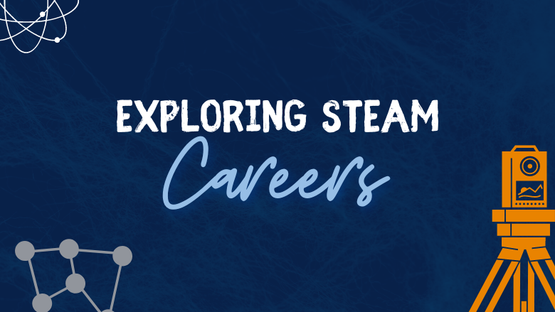 A graphic with the words "Exploring STEAM Careers"