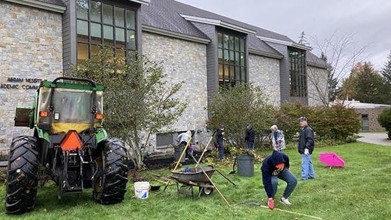 Members of the Sustainability Council participating in a campus cleanup