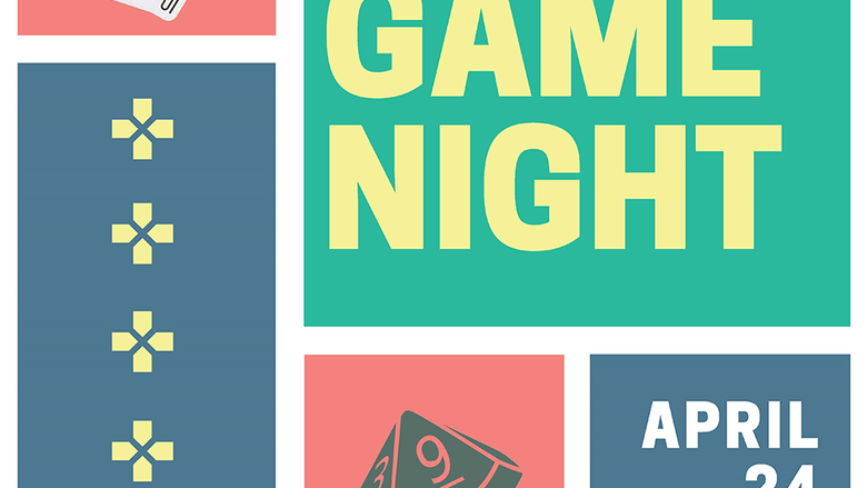 poster for Board Game Night in the Nesbitt Library on April 24, 2019