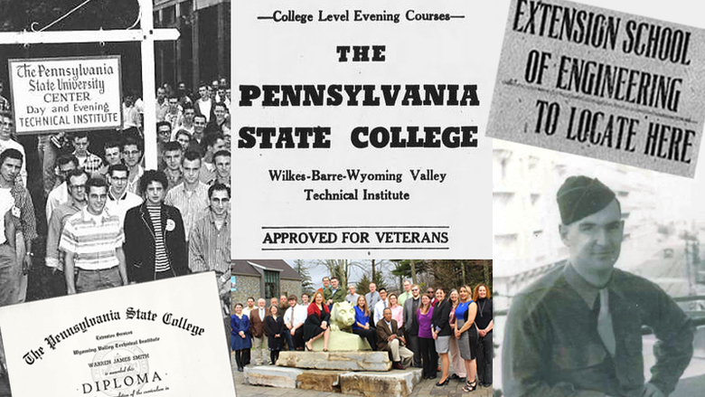 a collage of Penn State Wilkes-Barre images throughout the years