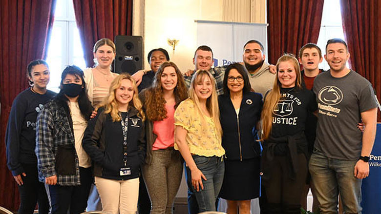 President-elect Bendapudi with students