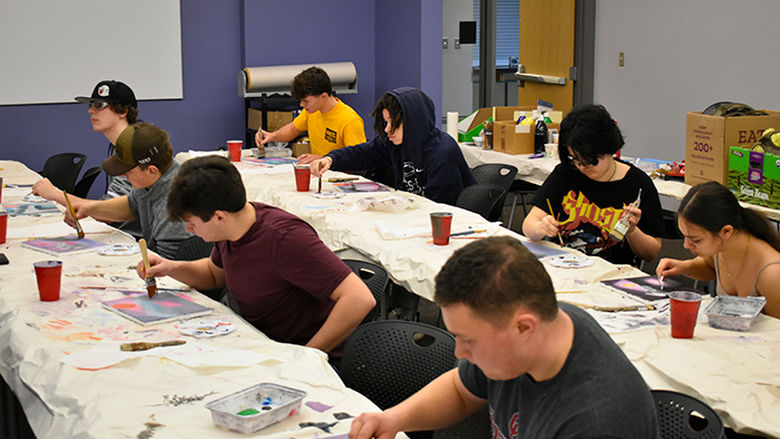 students making art