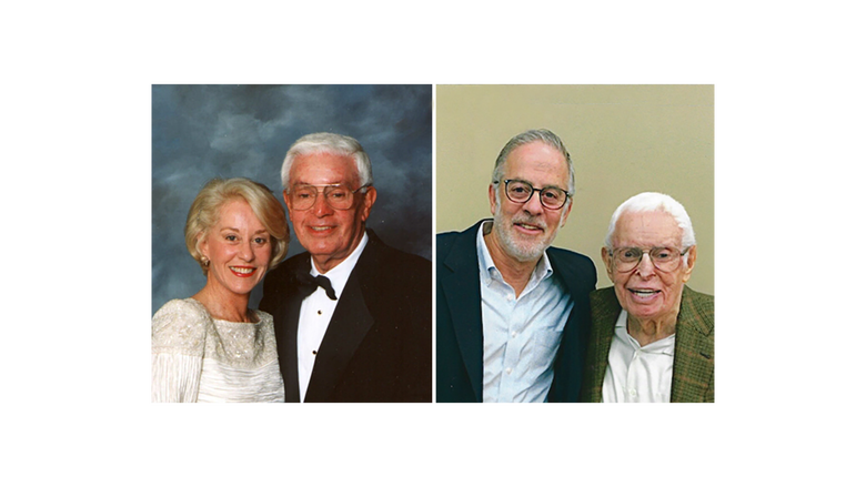 Pauline and Sidney Friedman (left photo) and Robert and Sidney Friedman (right photo).