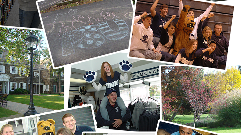 A large collage of Penn State students, the campus, activities, architecture, etc.