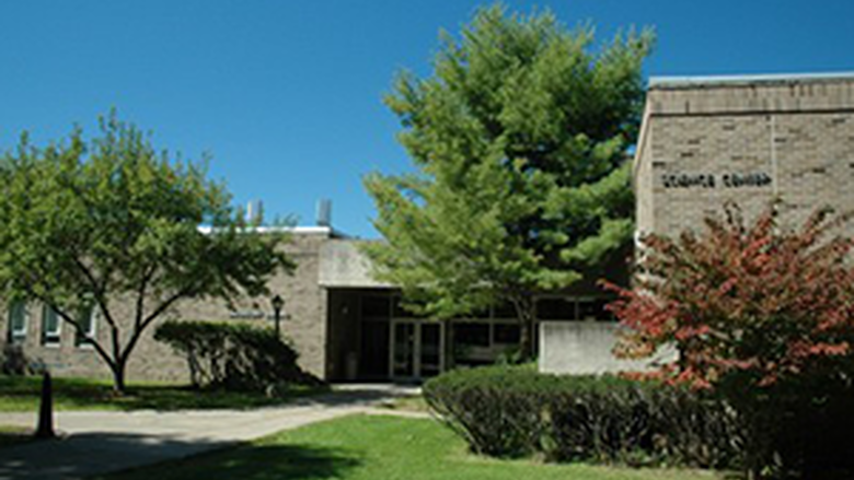 The front entrance to the Science Building