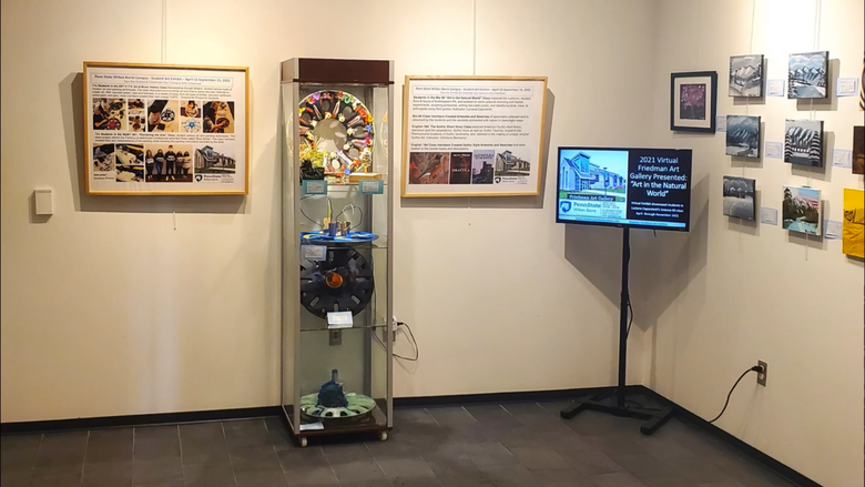 Art on display in the Friedman Art Gallery during the 2022 Student Art Exhibit