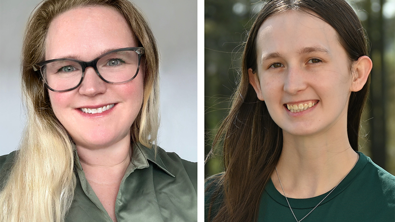 Headshots of two women placed next to each other with a line of white space between them.