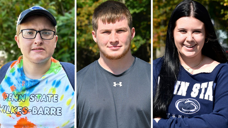 Three student headshots placed side by side