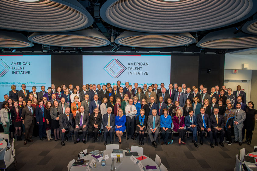 Presidents and academic leaders pose with Michael Bloomberg in New York