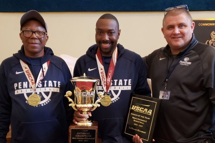 Assistant Coach Leroy Hammett, Head Coach LeShawn Hammett, Athletic Director Scott Miner