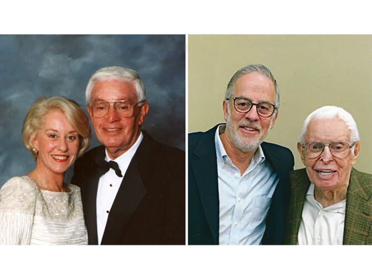 Pauline and Sidney Friedman (left photo) and Robert and Sidney Friedman (right photo).