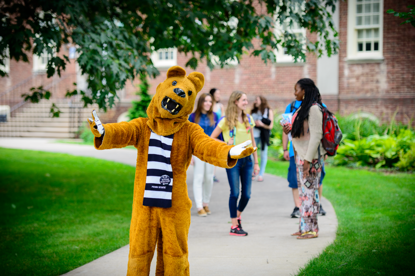 Nittany Lion standing outside