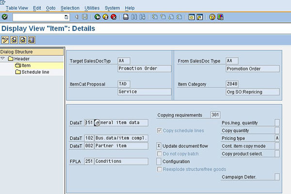 sample screen shot of SAP software