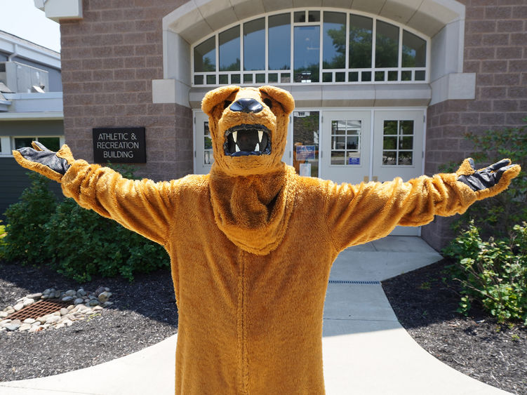 The Nittany Lion with open arms