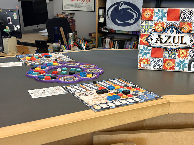 The board game Azul displayed on a table.